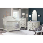 Foundry Arch Top Convertible Crib and Double Dresser | White Dove - Kid's Stuff Superstore