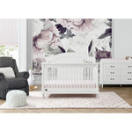 Delta Juliette Convertible Crib with Toddler Rail and Double Dresser with Changing Tray - Bianca White