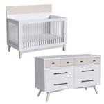 Westwood Rowan Convertible Crib and Double Dresser - Ash Linen