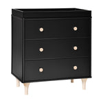 Babyletto Lolly 3-Drawer Dresser with Changing Tray - Black / Washed Natural