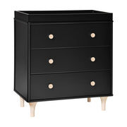 Babyletto Lolly 3-Drawer Dresser with Changing Tray - Black / Washed Natural - Kid's Stuff Superstore