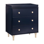 Babyletto Lolly 3-Drawer Dresser with Changing Tray - Navy / Washed Natural