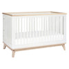 Babyletto Scoot 3-in-1 Convertible Crib with Toddler Conversion Kit - White and Washed Natural - Kid's Stuff Superstore