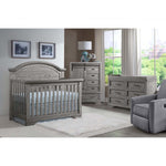 Westwood Foundry Arch Top Convertible Crib and Double Dresser - Brushed Pewter