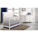 Pali Como Convertible Flat Top Crib and Double Dresser - Vintage White