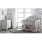 Pali Como Convertible Arch Top Crib and Double Dresser - Vintage White