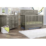 Westwood Foundry Flat Top Convertible Crib and Double Dresser - Brushed Pewter