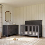 Monogram by Namesake Emory Convertible Crib and Double Dresser - Weathered Charcoal