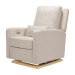 Sigi Glider Recliner w/ Electronic Control and USB - Performance Beach Eco-Weave with Light Wood Base