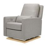 Sigi Glider Recliner w/ Electronic Control and USB - Performance Grey Eco-Weave with Light Wood Base