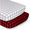 The Peanutshell Crib Sheets 2 Pack - Red & Grey Buffalo Plaid - Kid's Stuff Superstore