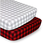 The Peanutshell Crib Sheets 2 Pack - Red & Grey Buffalo Plaid