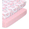 The Peanutshell Playard Sheets 2 Pack - Pink Floral & Roses - Kid's Stuff Superstore