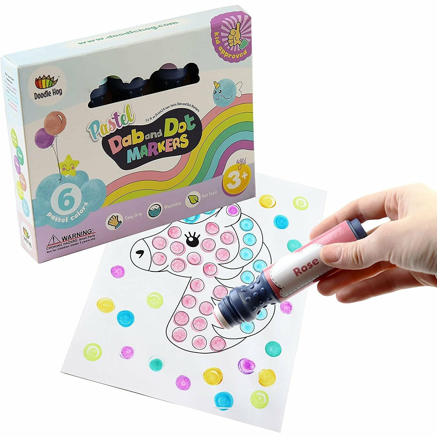 Pastel Washable Dot Art Markers for Toddlers & Kids 3 4 5 6 Years Old, Paint Markers for Creating Unicorn Arts and Crafts. Stocking Stuffers Gift