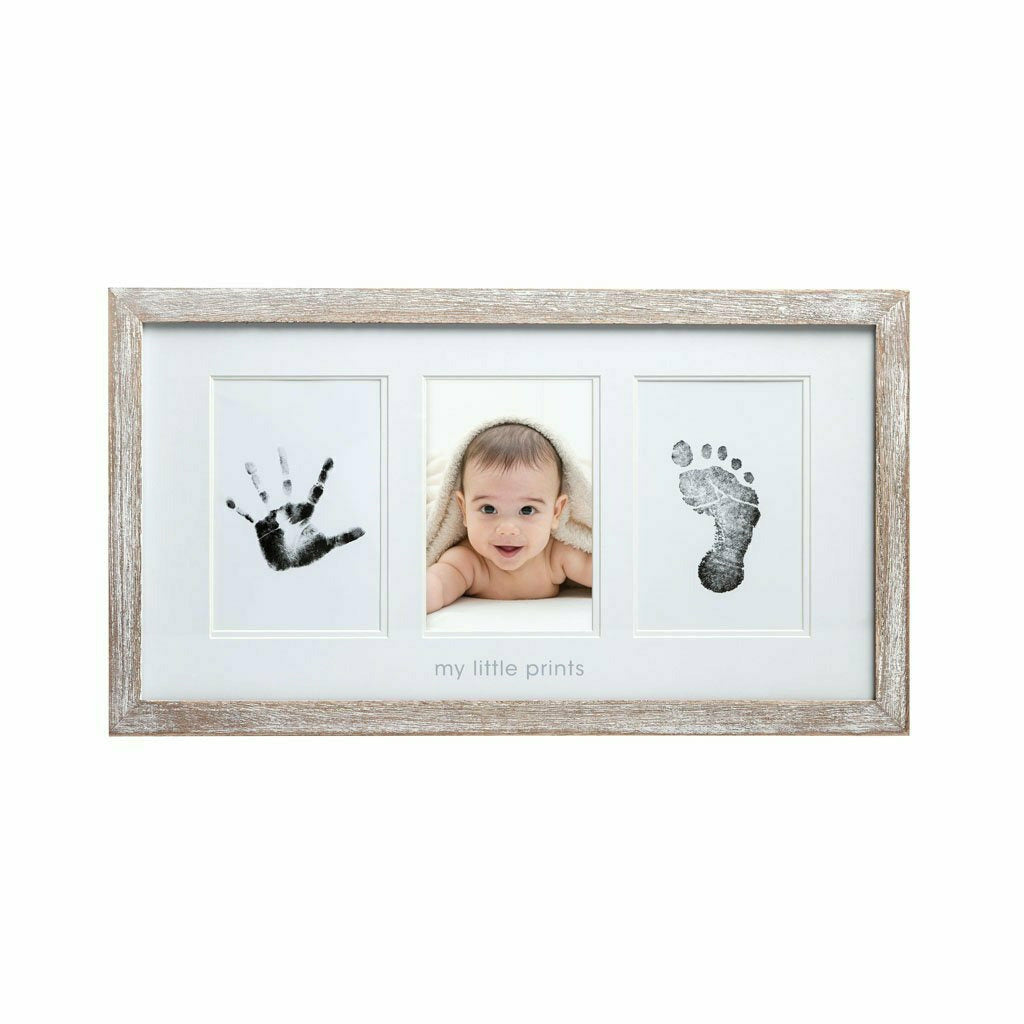 Pearhead Babyprints Newborn Handprint and Footprint Photo Frame and  Clean-Touch Ink Pad, White 