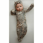 Baby Knotted Gown & Bow- Leopard