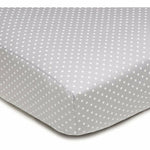 Brixy Percale Crib Sheet - Gray with White Dots