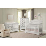 Westwood Olivia Arch Top Convertible Crib and Double Dresser - Brushed White