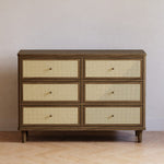 Namesake Marin with Cane 6 Drawer Assembled Dresser - Natural Walnut with Blonde Cane