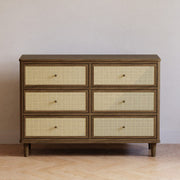 Namesake Marin with Cane 6 Drawer Assembled Dresser - Natural Walnut with Blonde Cane - Kid's Stuff Superstore