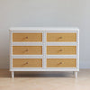 Namesake Marin with Cane 6 Drawer Assembled Dresser - Warm White with Honey Cane - Kid's Stuff Superstore