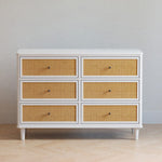Namesake Marin with Cane 6 Drawer Assembled Dresser - Warm White with Honey Cane