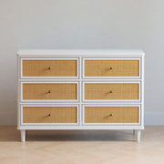 Namesake Marin with Cane 6 Drawer Assembled Dresser - Warm White with Honey Cane - Kid's Stuff Superstore