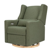 Babyletto Kiwi Swivel Glider Power Recliner - Olive Boucle with Light Wood Base - Kid's Stuff Superstore
