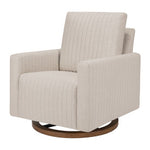 Babyletto Poe Channeled Swivel Glider - Performance Beach Eco-Weave with Dark Wood Base