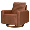 Babyletto Poe Channeled Swivel Glider - Rust Velvet with Dark Wood Base - Kid's Stuff Superstore