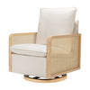 Babyletto Sumba Swivel Glider with Cane - Performance Cream Eco-Weave with Light Wood Base - Kid's Stuff Superstore