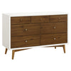 Babyletto Palma 7-Drawer Assembled Double Dresser - Warm White with Natural Walnut - Kid's Stuff Superstore