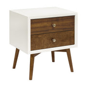 Babyletto Palma Assembled Nightstand with USB Port - Warm White with Natural Walnut - Kid's Stuff Superstore