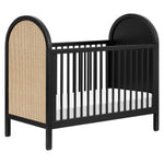 Babyletto Bondi Cane 3-in-1 Convertible Crib with Toddler Conversion Kit - Black with Natural Cane