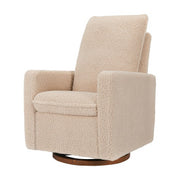 Babyletto Cali Pillowback Swivel Glider - Chai Shearling with Dark Wood Base - Kid's Stuff Superstore