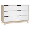 Babyletto Hudson 6-Drawer Assembled Double Dresser - Washed Natural and White - Kid's Stuff Superstore