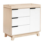 Babyletto Hudson 3-Drawer Changer Dresser with Changing Tray - Washed Natural and White