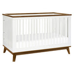 Babyletto Scoot 3-in-1 Convertible Crib with Toddler Conversion Kit - White and Natural Walnut