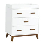 Babyletto Scoot 3-Drawer Changer Dresser - White and Natural Walnut