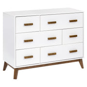 Babyletto Scoot 6-Drawer Dresser - White and Natural Walnut - Kid's Stuff Superstore