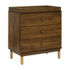 Babyletto Gelato 3-Drawer Changer Dresser with Changing Tray - Natural Walnut & Gold Feet - Kid's Stuff Superstore