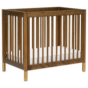 Babyletto Gelato 4-in-1 Convertible Mini Crib - Natural Walnut & Gold Feet - Kid's Stuff Superstore