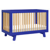 Babyletto Hudson 3-in-1 Convertible Crib with Toddler Conversion Kit - Cobalt Blue and Honey