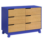 Babyletto Hudson 6-Drawer Assembled Double Dresser - Cobalt Blue and Honey