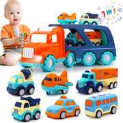 7 Piece Transport Vehicle Toy - Blue and Orange