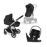 Cybex Eos and Aton G Swivel Travel System - Moon Black (Silver Frame)