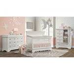 Westwood Olivia Flat Top Convertible Crib and Double Dresser - Brushed White