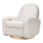 Nami Glider Recliner w/ Electronic Control and USB - Performance Cream Eco-Weave with Light Wood Base