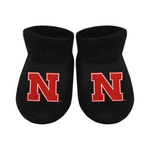 Nebraska Husker Newborn Socks - Black