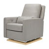 Sigi Glider Recliner w/ Electronic Control and USB - Performance Grey Eco-Weave with Light Wood Base - Kid's Stuff Superstore